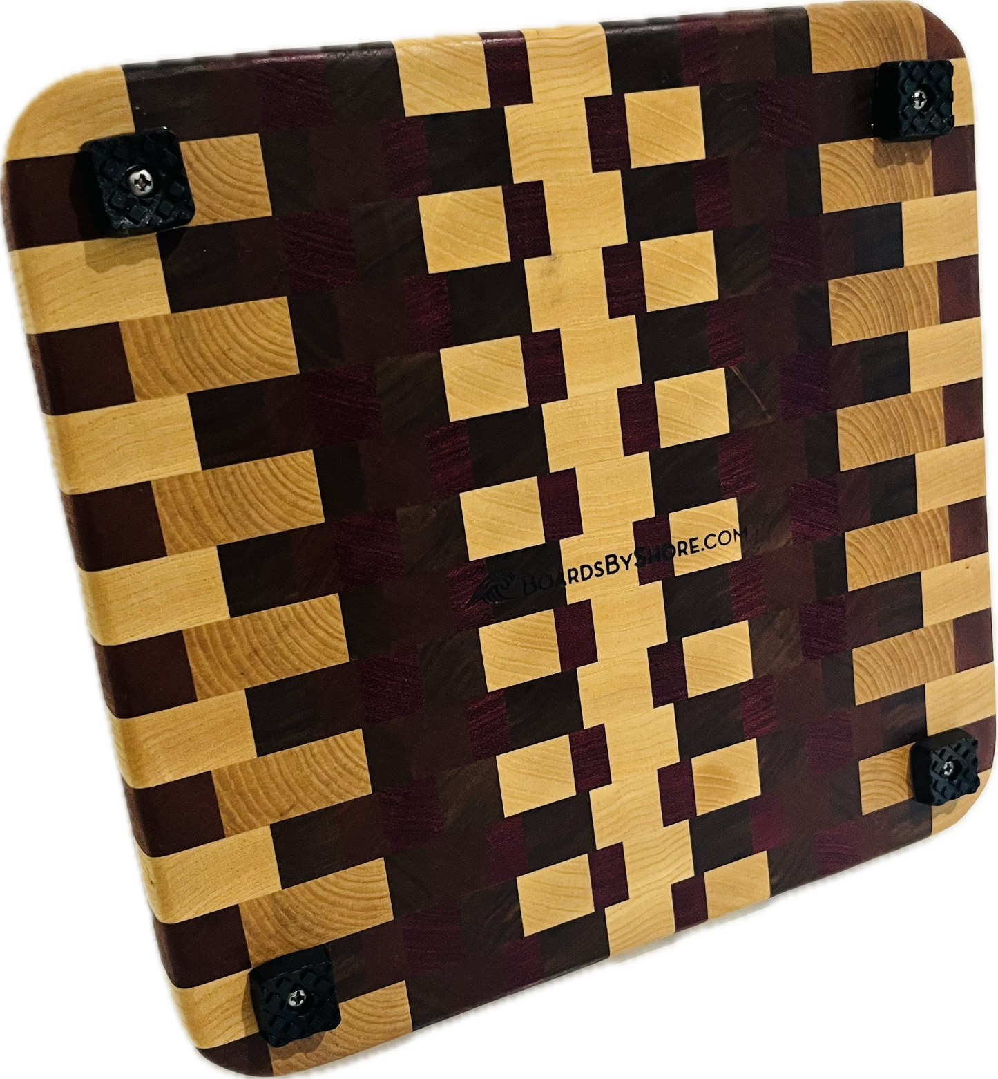 End grain board Purpleheart/ash/sapele/walnut 12”x 11.5”x 1”