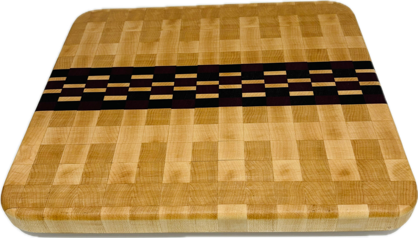 End grain board Maple/Purpleheart/Wenge 13”x 12”x 1”
