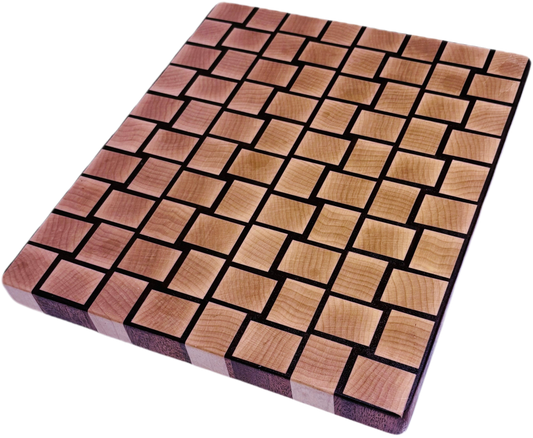 Basket Weave end grain board Maple/Sapele 12.5”x 10”x 1.125”