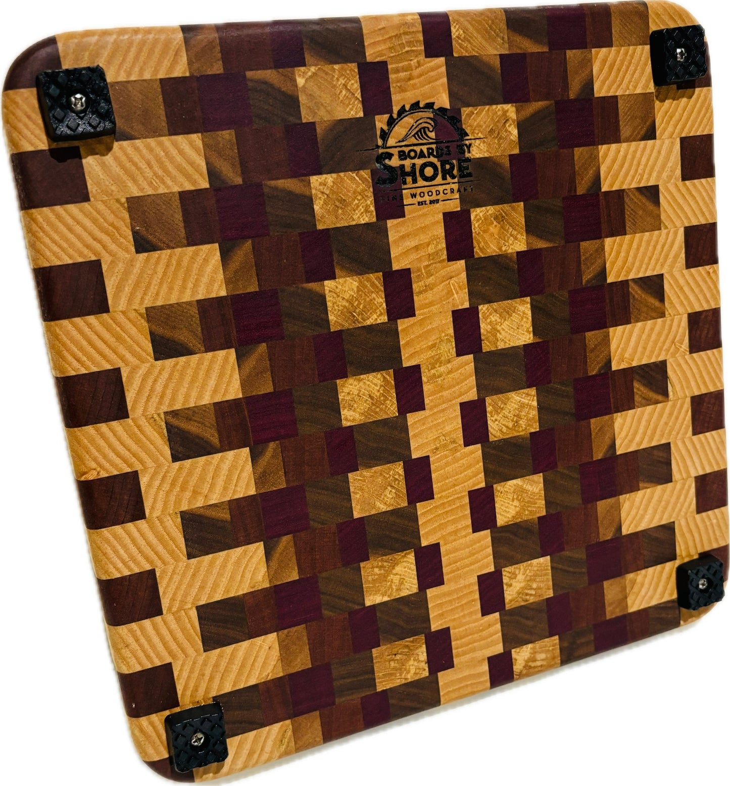 End grain board Purpleheart/ash/sapele/walnut 12”x 11.5”x 1”