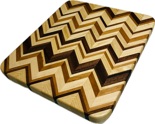 Chevron Board ash/sapele/cherry/maple 14”x 12” x1.25”