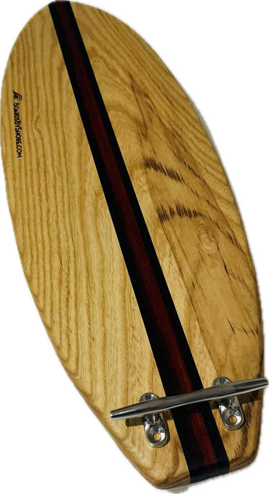 Ash Charcuterie SurfBoard 23" x 8" x 7/8" [Tail-Fin positioned Dock Cleat Handle]