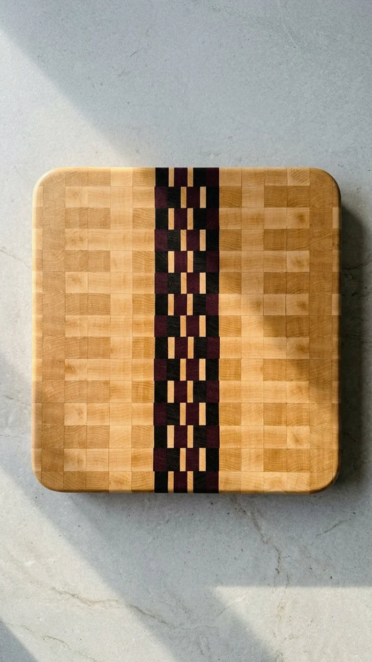 End grain board Maple/Purpleheart/Wenge 13”x 12”x 1”