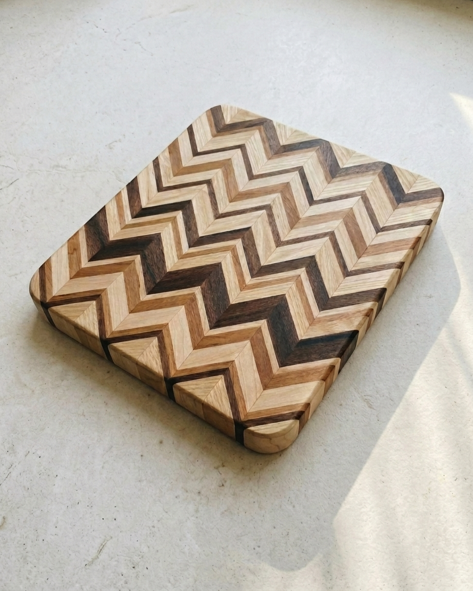 Chevron Board ash/sapele/cherry/maple 14”x 12” x1.25”