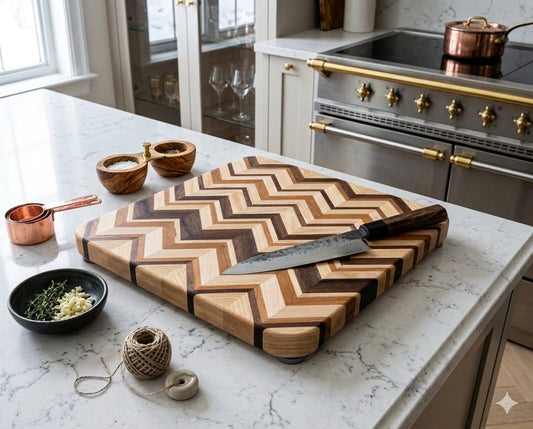 Chevron Board ash/sapele/cherry/maple 14”x 12” x1.25”