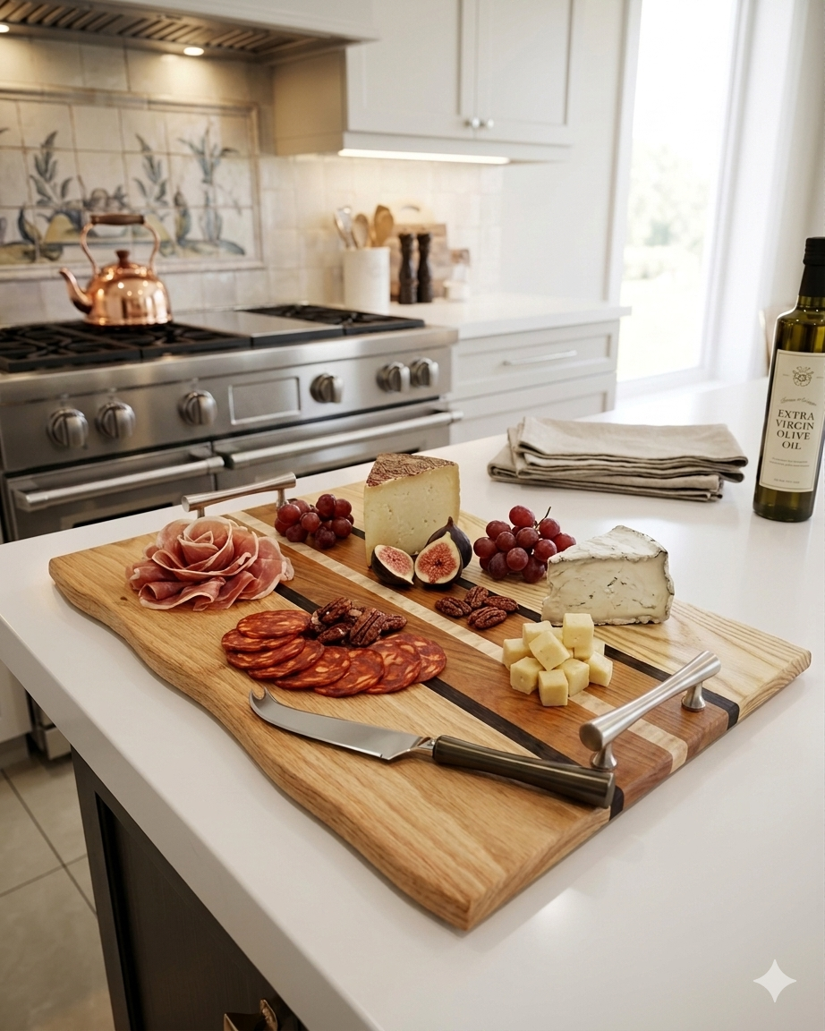 Cheese and Charcuterie Board (with handles) 17.5” x 12” x 5/8”
