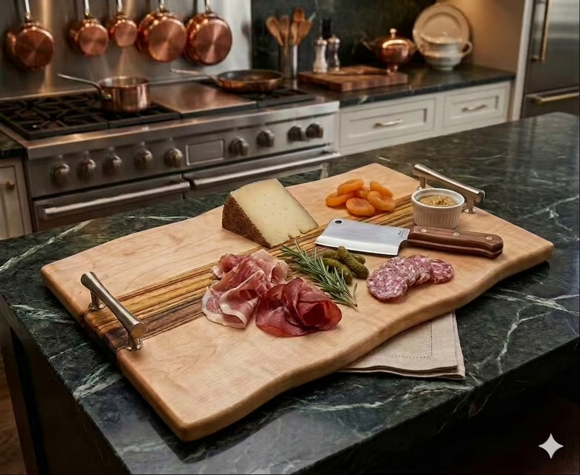 Cheese and Charcuterie Board (with handles) 17.25″ x 12” x 5/8”
