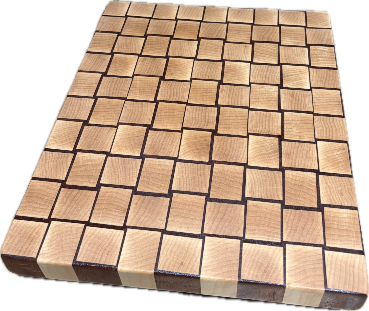 Basket Weave end grain board Maple/Sapele 12.5”x 11.5”x 1”