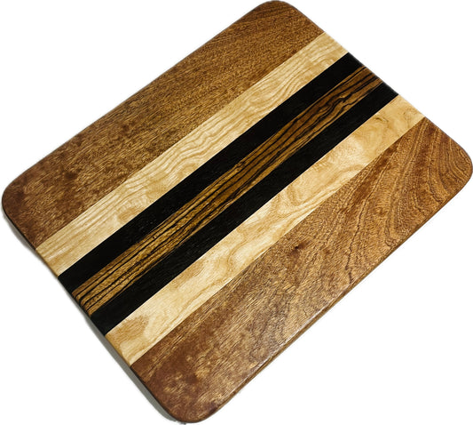 Side grain board sapele/ash/wenge/zebrawood 16”x 12.25”x 3/4”