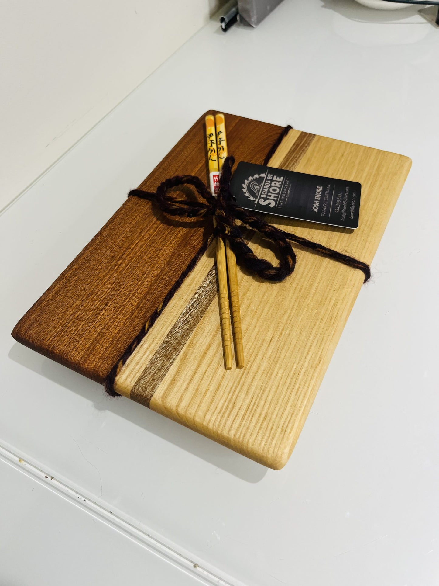 Cheese/Charcuterie/Sushi Mini Board #006 sapele/ash 9.75” x 6.75” x 3/4