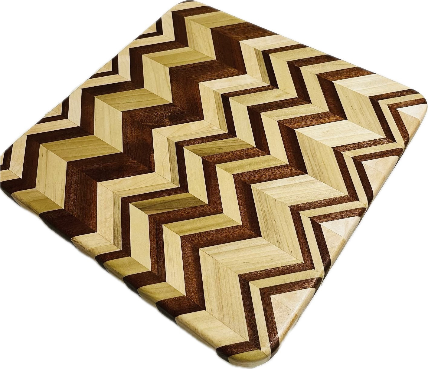 Chevron Board maple/sapele/poplar 12.25”x 12.25”x1.25”