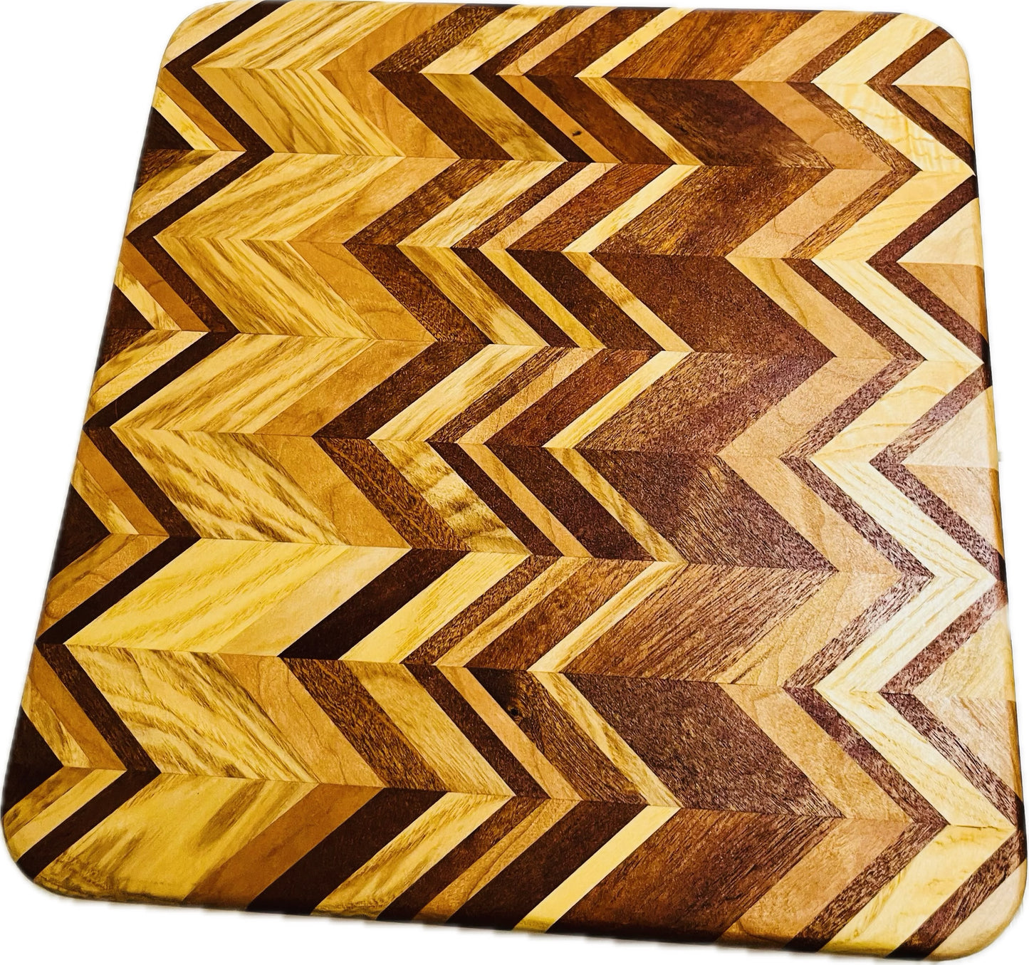 Chevron Board ash/sapele/cherry 13.25”x 12.25”x1.25”