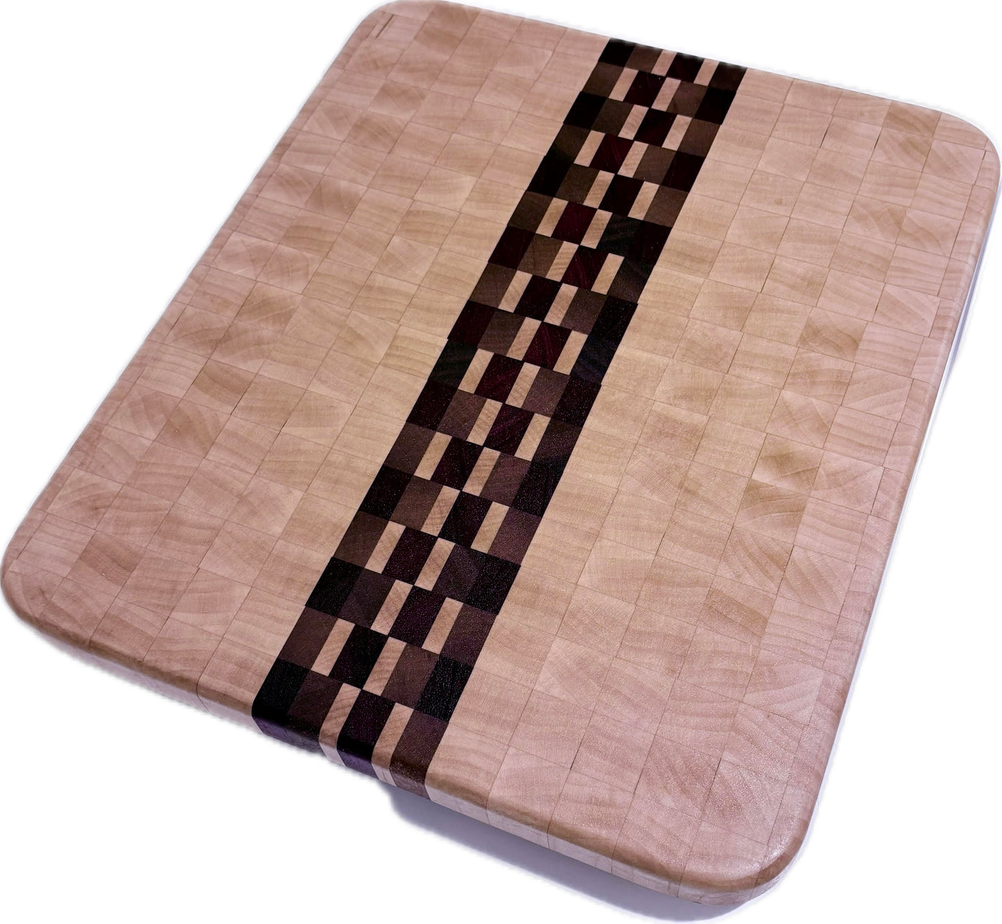 End grain board Maple/Purpleheart/Walnut 12”x 11.5”x 1”