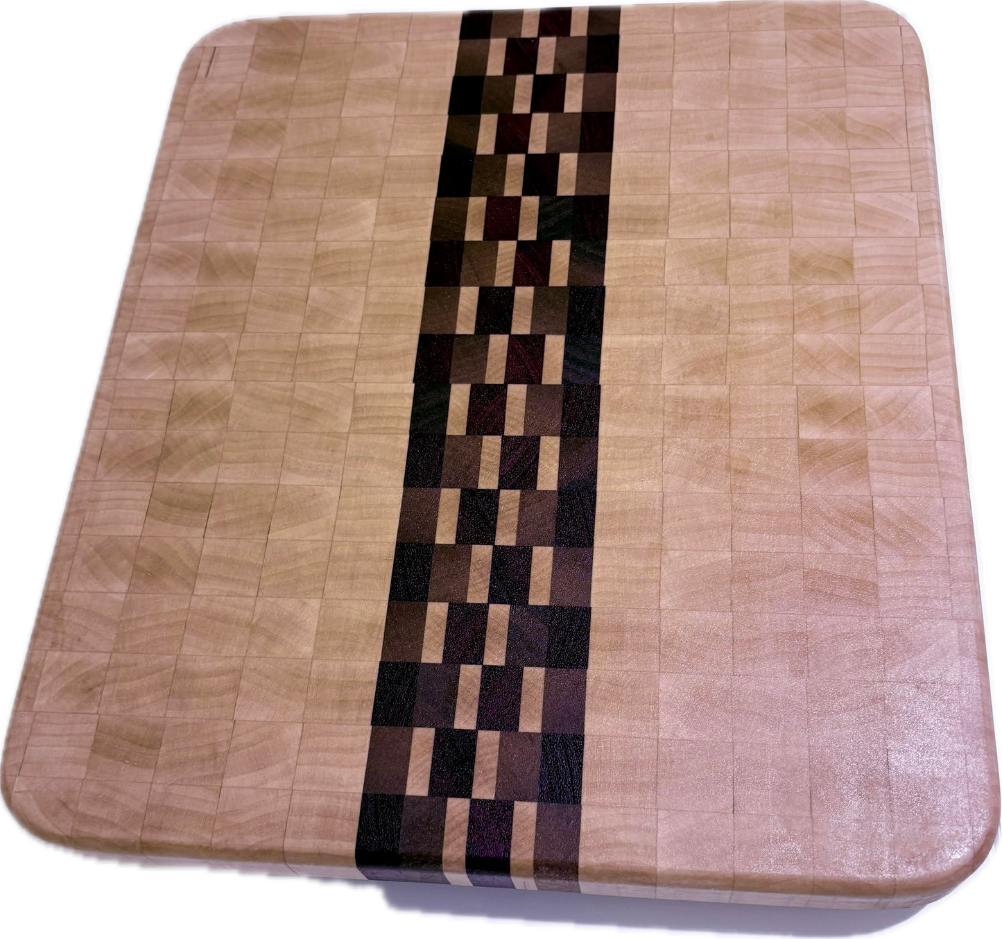 End grain board Maple/Purpleheart/Walnut 12”x 11.5”x 1”