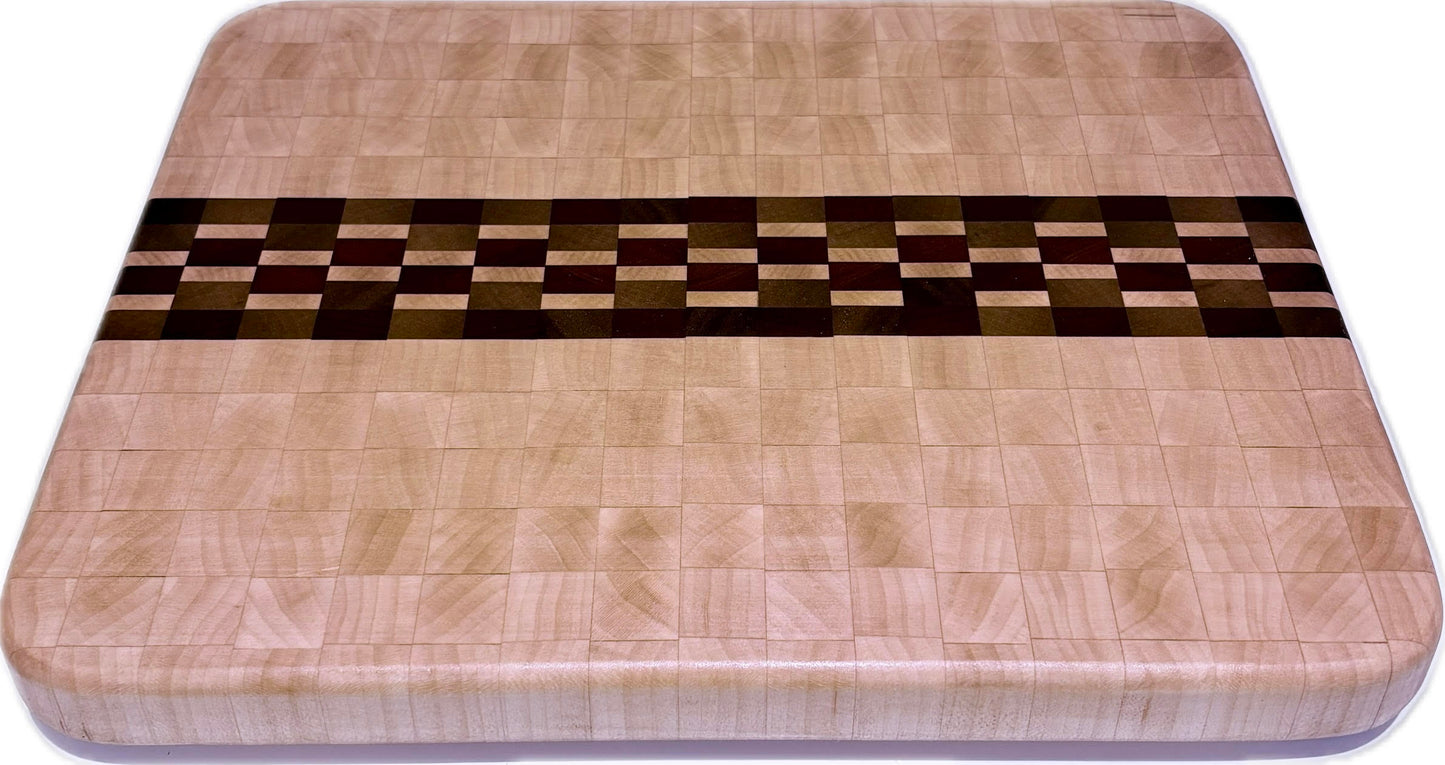 End grain board Maple/Purpleheart/Walnut 12”x 11.5”x 1”