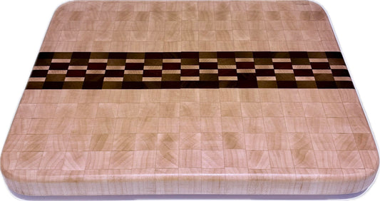 End grain board Maple/Purpleheart/Walnut 12”x 11.5”x 1”